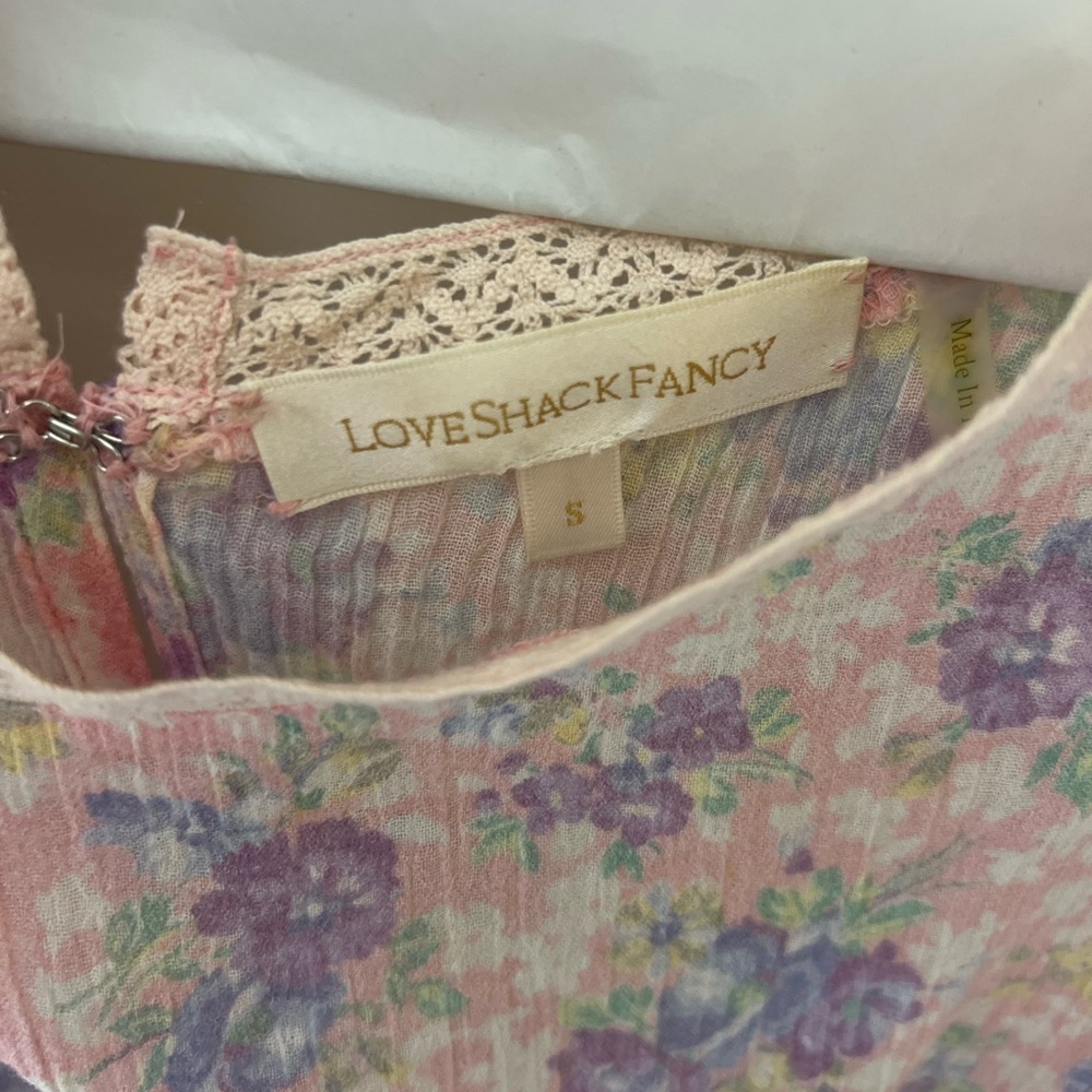 LoveShackFancy Pink and Blue Long Sleeve Sundress - Picture 5 of 6